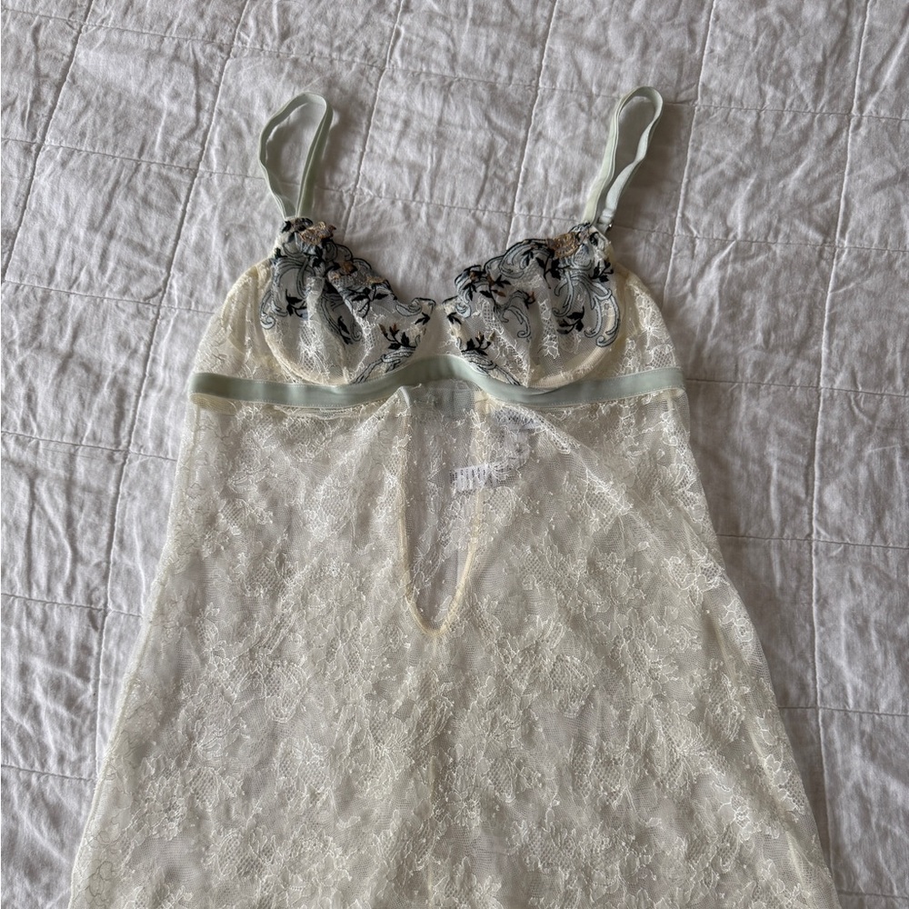 La Perla Lace & Embroidered Silk Slip – Size B (EU 38 / IT 2) – Made in Italy